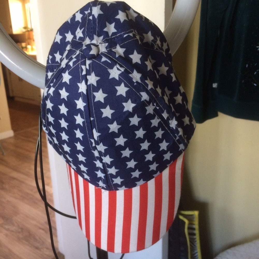 Baseball Type Cap Red White Blue Stars/Stripes Print Adjustable Pre-Owned